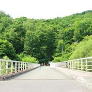 チノミシリルイカ橋　駐車場からこの橋を渡ると嵐山公園センター（北邦野草園）です。