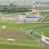空から見た東光スポーツ公園（旭川ドリームスタジアム周辺 2013年６月）
