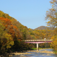 紅葉（チノミシリルイカ橋下流から）